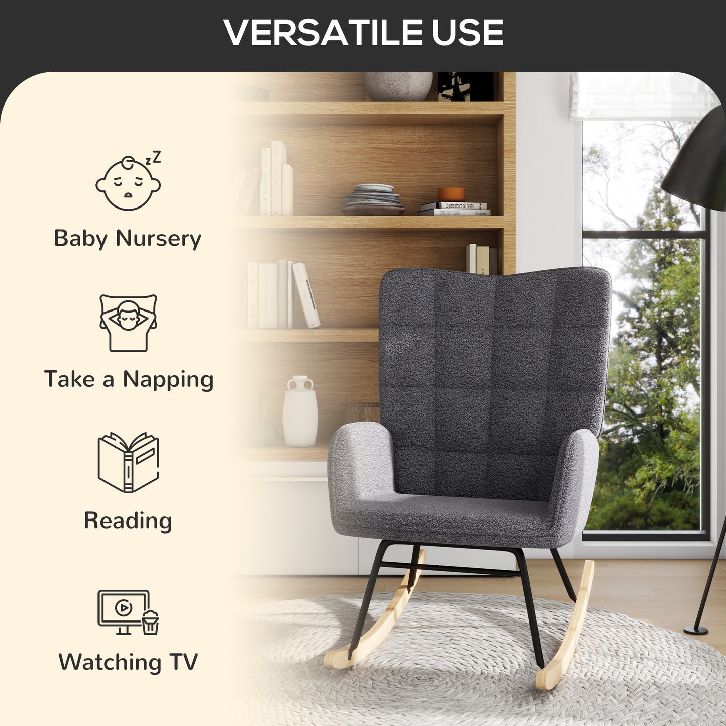 Living Room Furniture Set, Wingback Rocking Chair