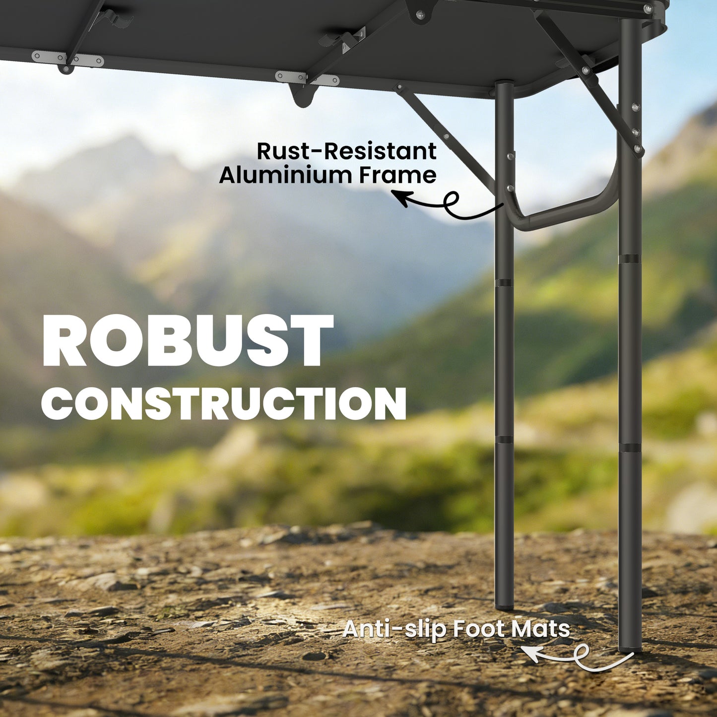 3ft Folding Camping Table, Picnic Table with Mesh Storage Layer