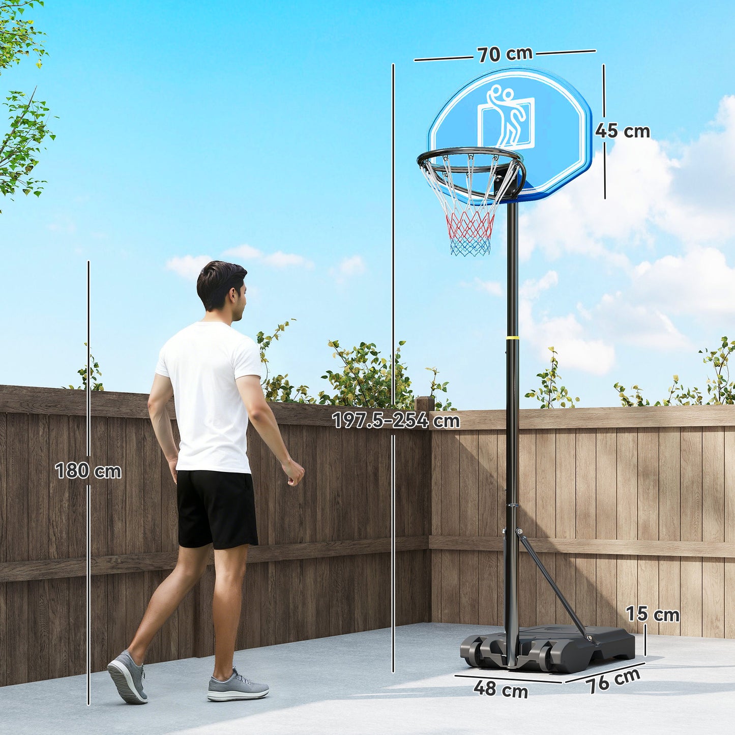 Adjustable Basketball Hoop and Stand, with Wheels and Weight Base