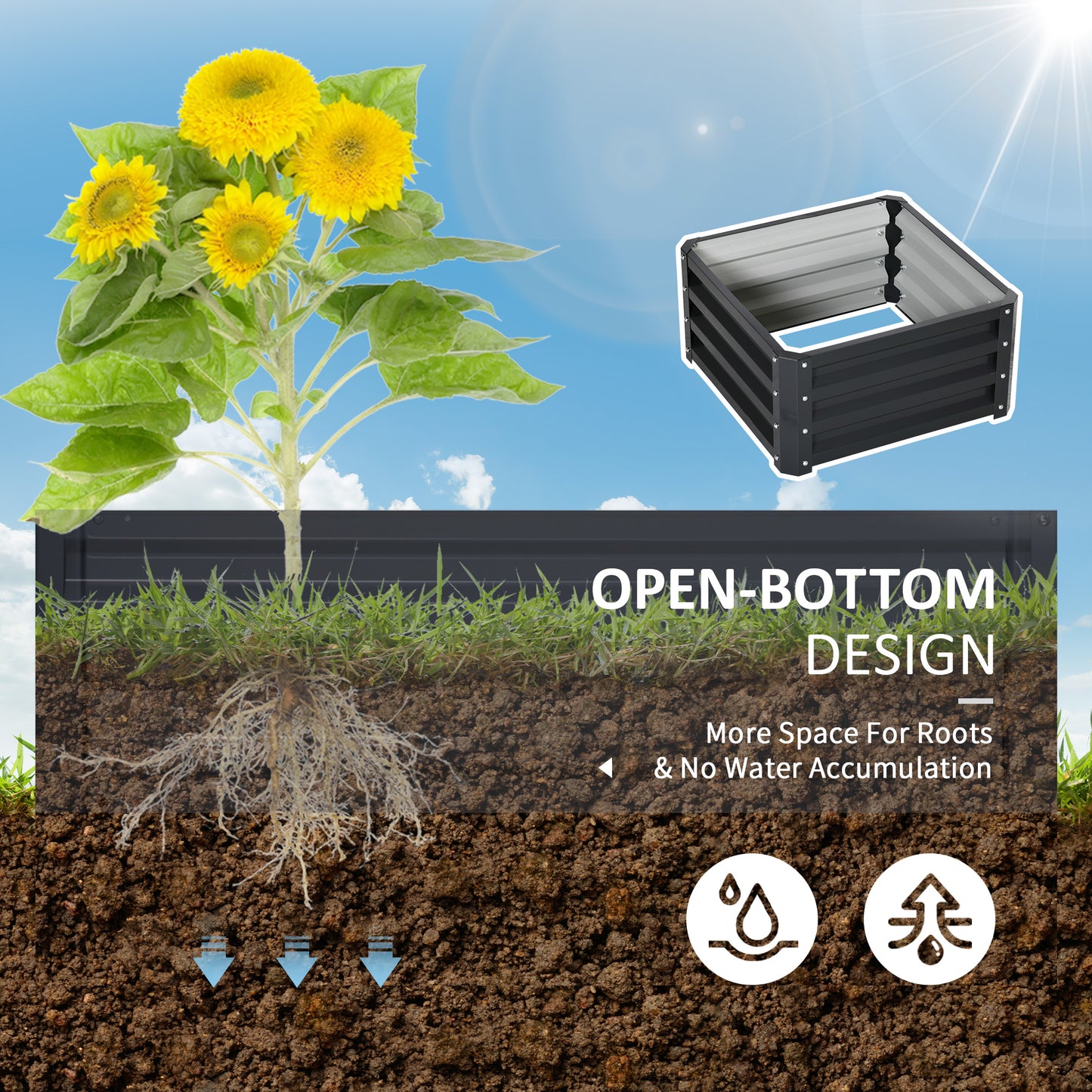 Set of Two 60 x 60cm Steel Planter Boxes