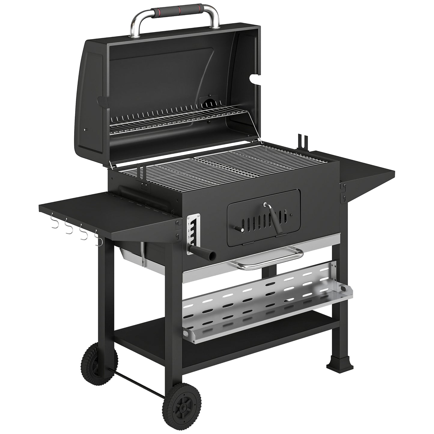 Charcoal BBQ Grill Smoker with Electric Rotisserie Kit
