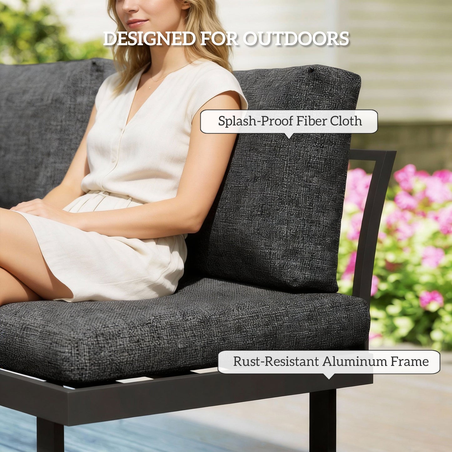4 Seater L Shaped Aluminium Sectional Garden Furniture Set