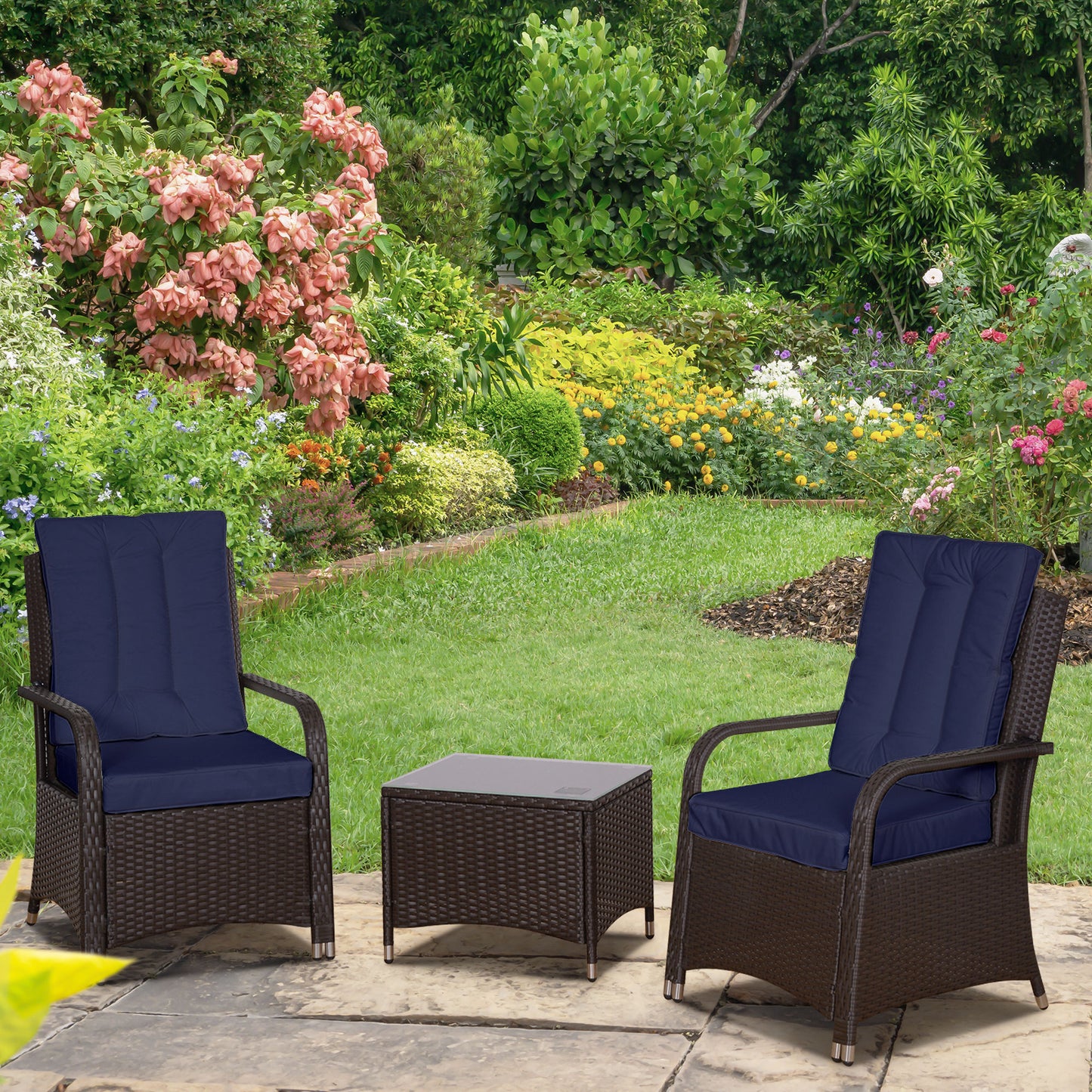 3 Pieces Rattan Bistro Set with Furniture Cover