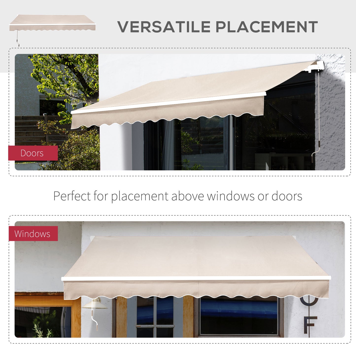 Manual Retractable Awning, 3x2.5 m-Ivory