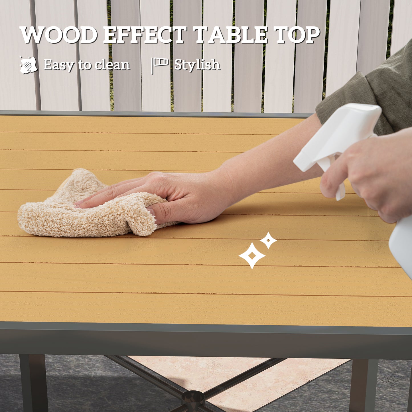 Garden Table for 4, 90 cm Rectangular Outdoor Dining Table