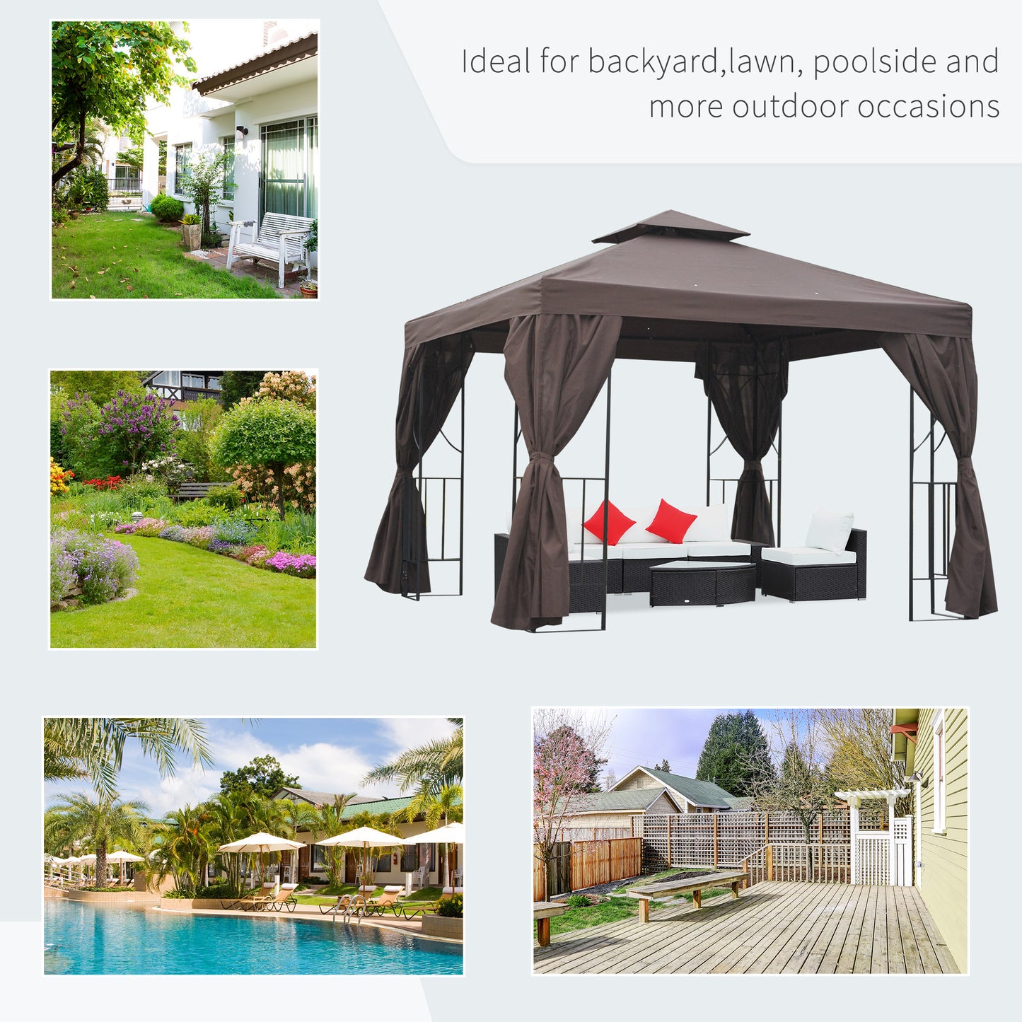 3 x 3 m Garden Gazebo Double Roof Marquee Patio Wedding Party Tent