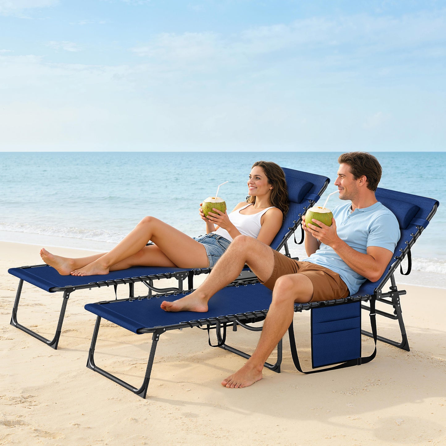 Five-Position Reclining Sun Loungers Set of 2