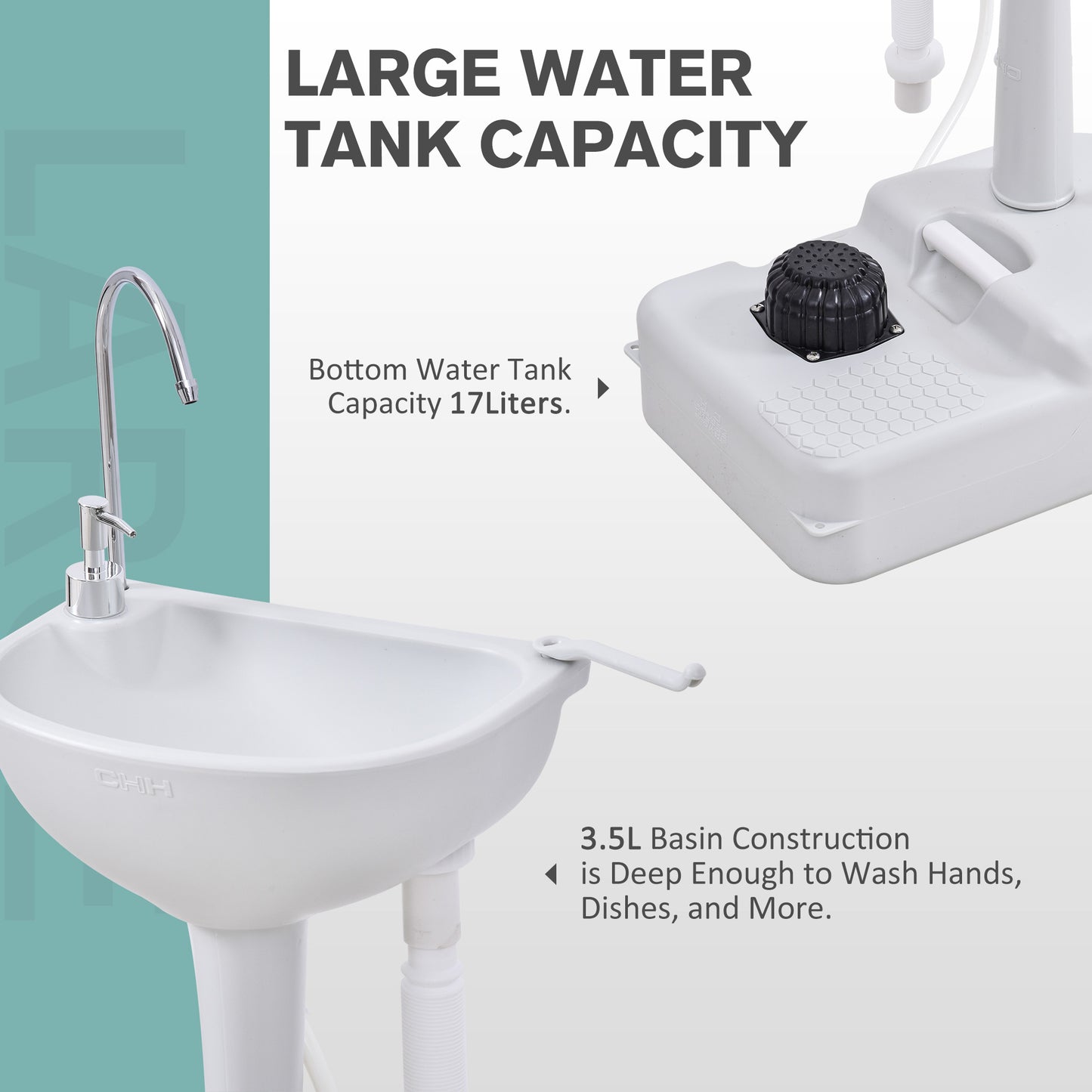 Camping Sink, 17L Portable Hand Wash Station with Towel Holder