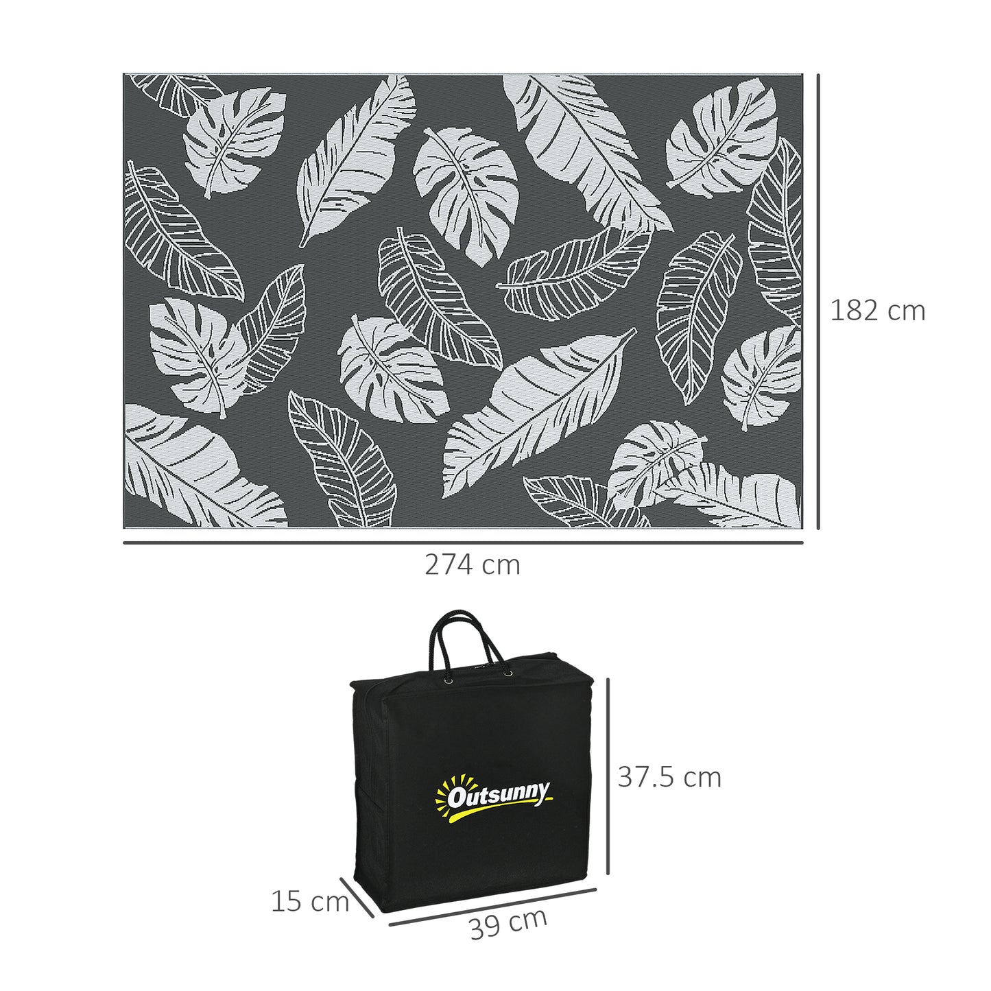 Plastic Straw Reversible RV Outdoor Rug with Carry Bag, 182 x 274cm (1)