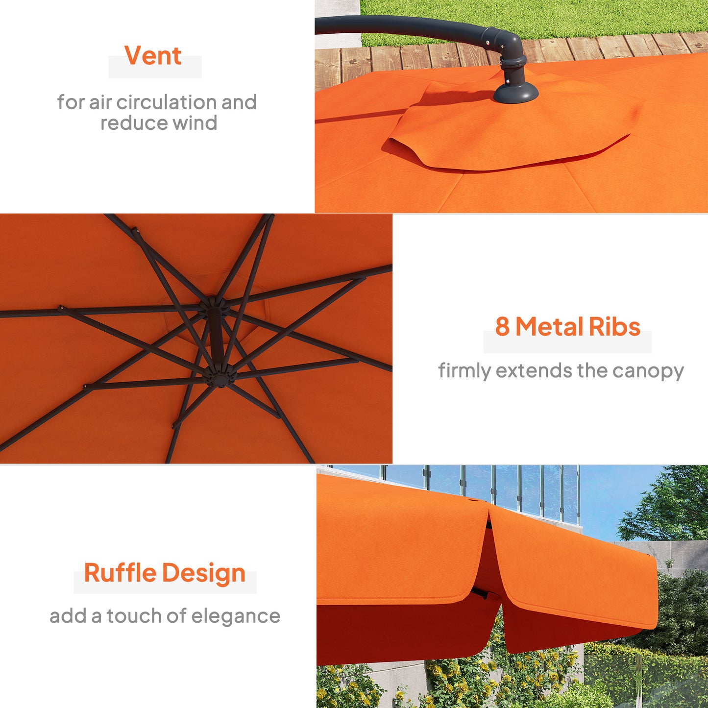 2.7m Garden Cantilever Banana Parasol