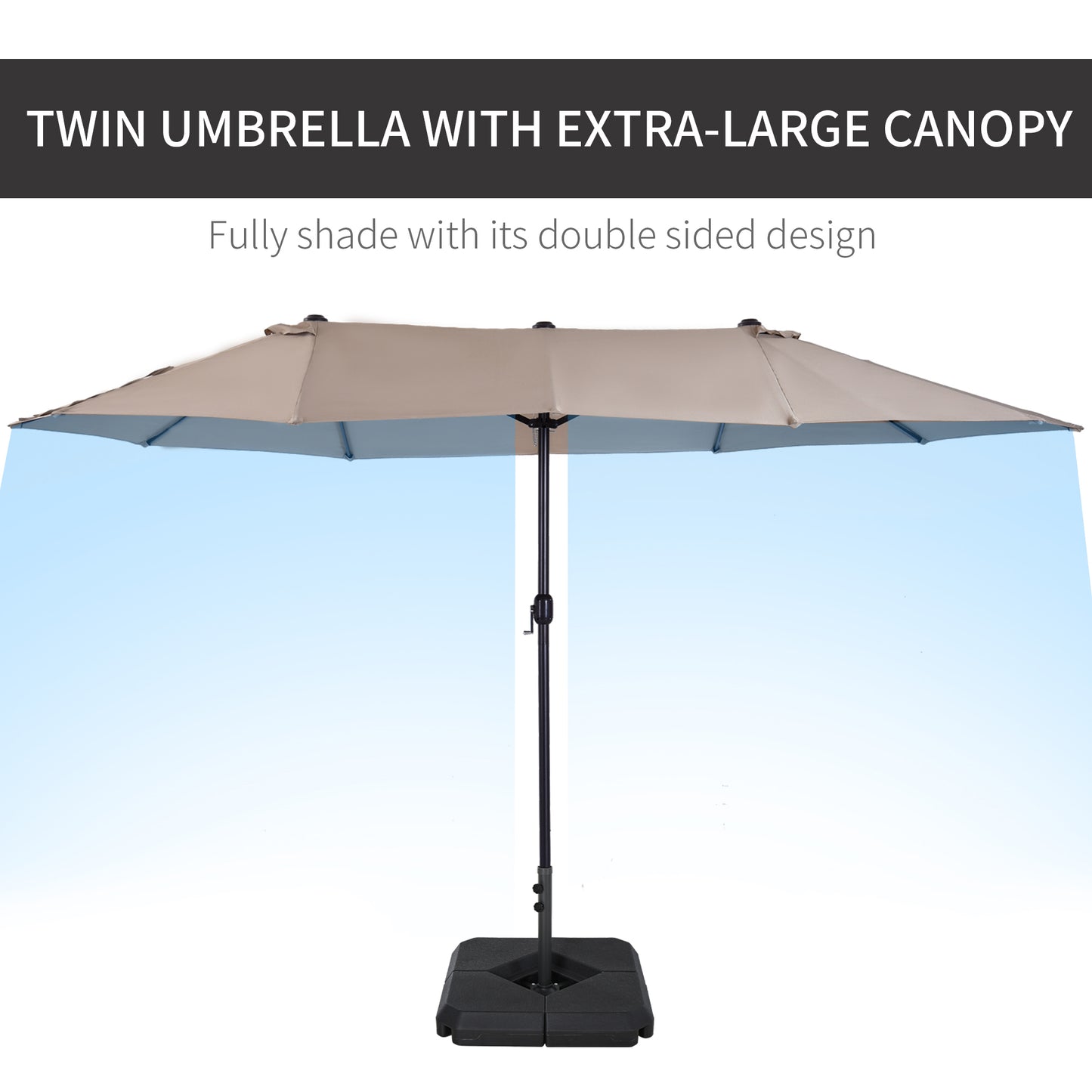 4.6m Garden Parasol Double-Sided Sun Umbrella Patio Market Shelter (1)