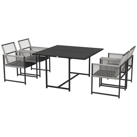 Five-Piece Metal Dining Set, with Folding Back Chairs