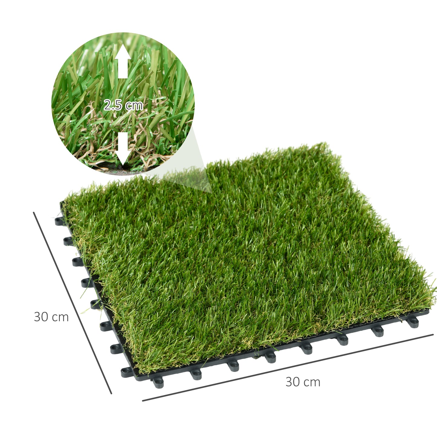 10-Piece Artificial Grass Set, Weatherproof Turf Tiles
