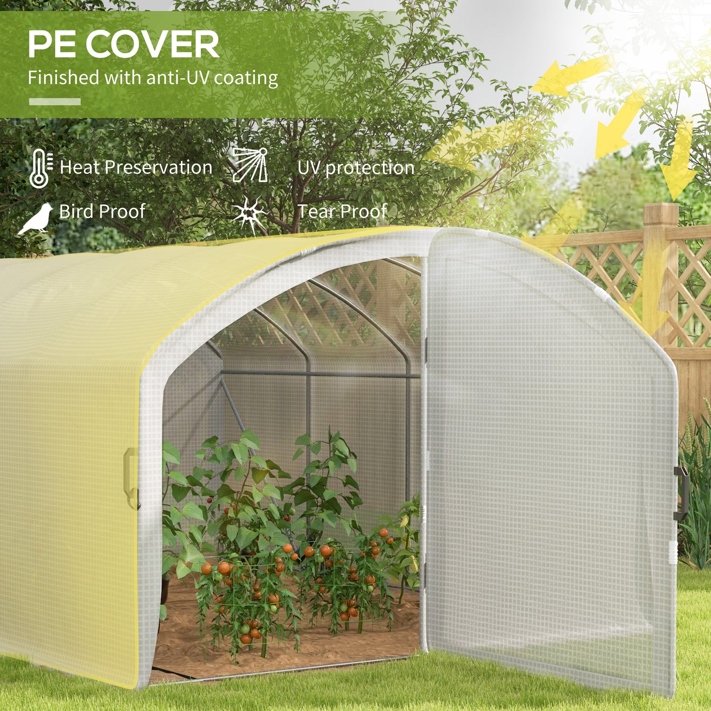 Polytunnel Greenhouse Walk-in Grow House with UV-resistant PE Cover (1)