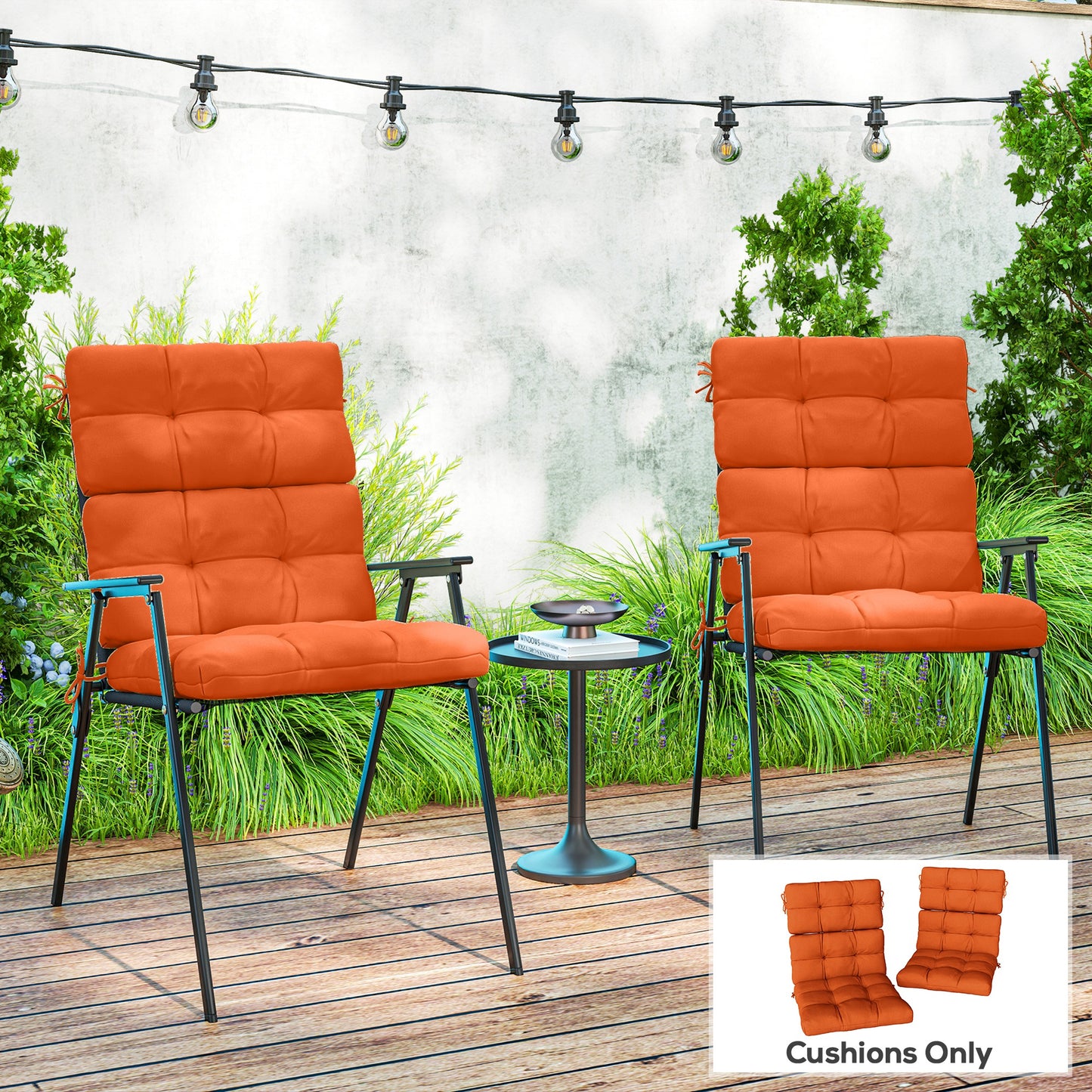 Set of Two Padded Outdoor Seat Cushions