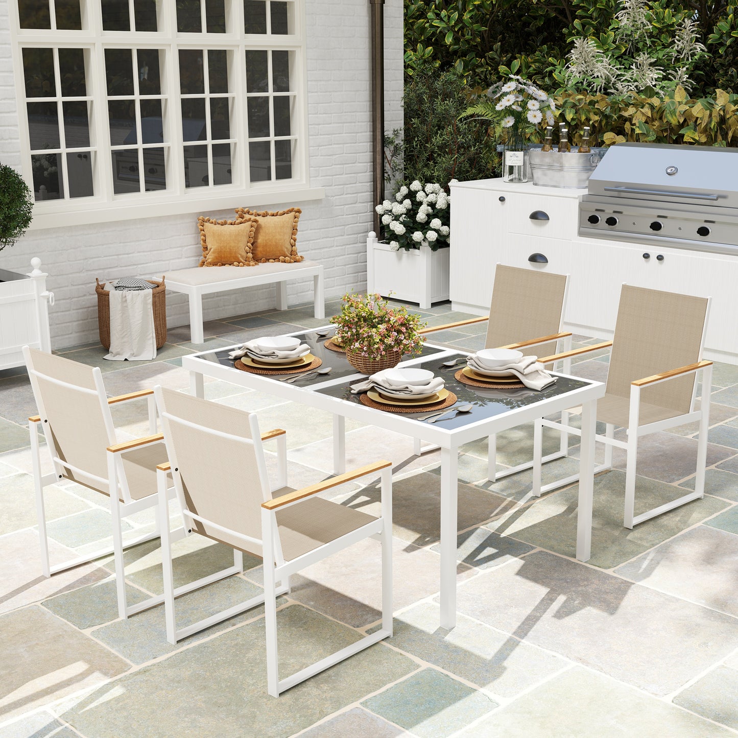 5 Piece Garden Furniture Set with 4 Armchairs