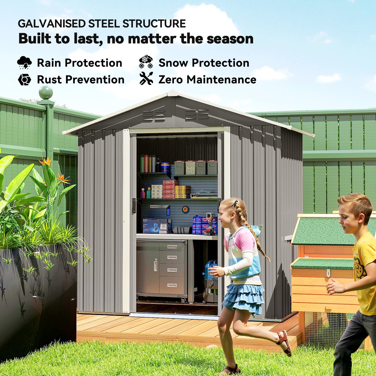 6.5 x 3.5ft Metal Garden Storage Shed