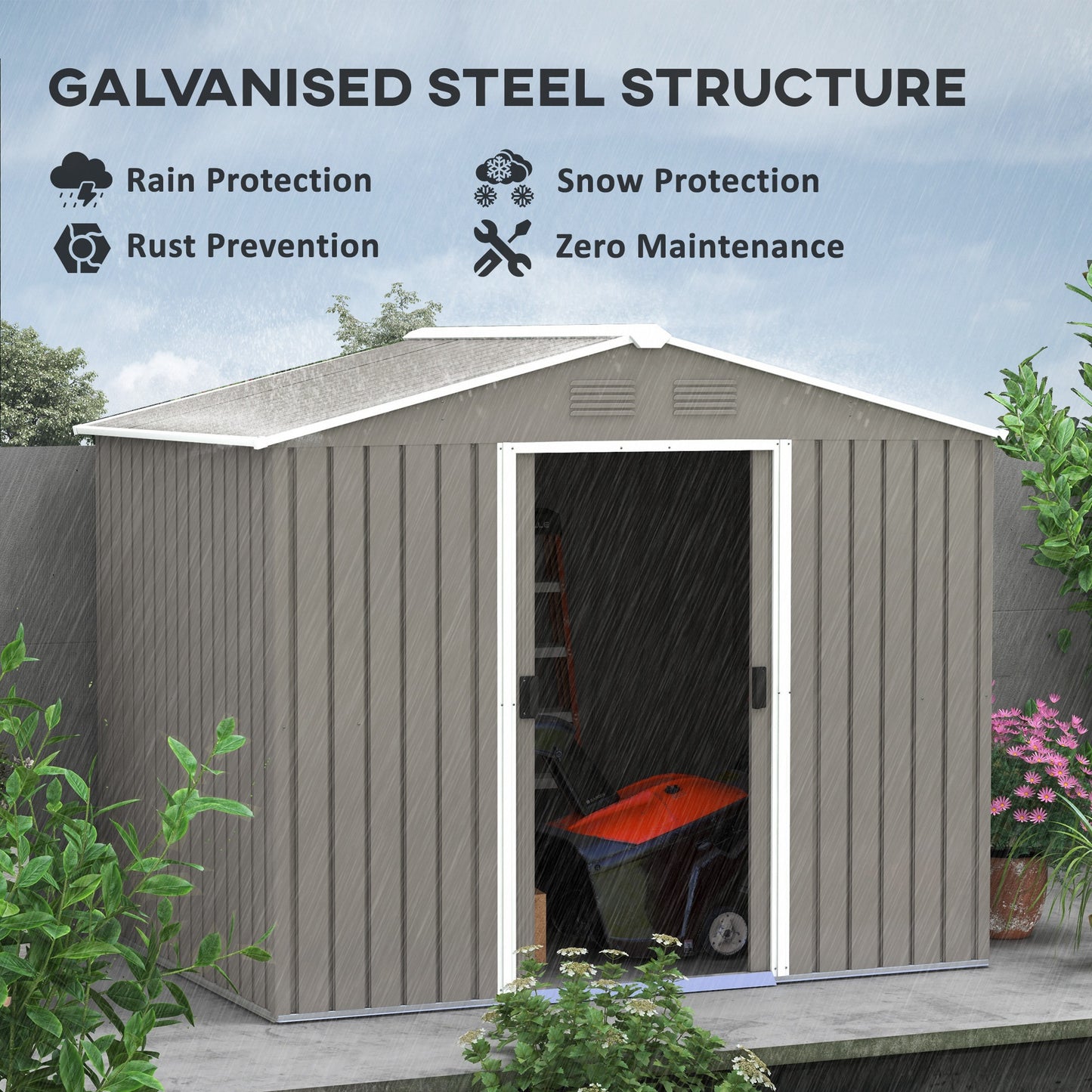 7.7 x 5.7ft Outdoor Garden Storage Shed