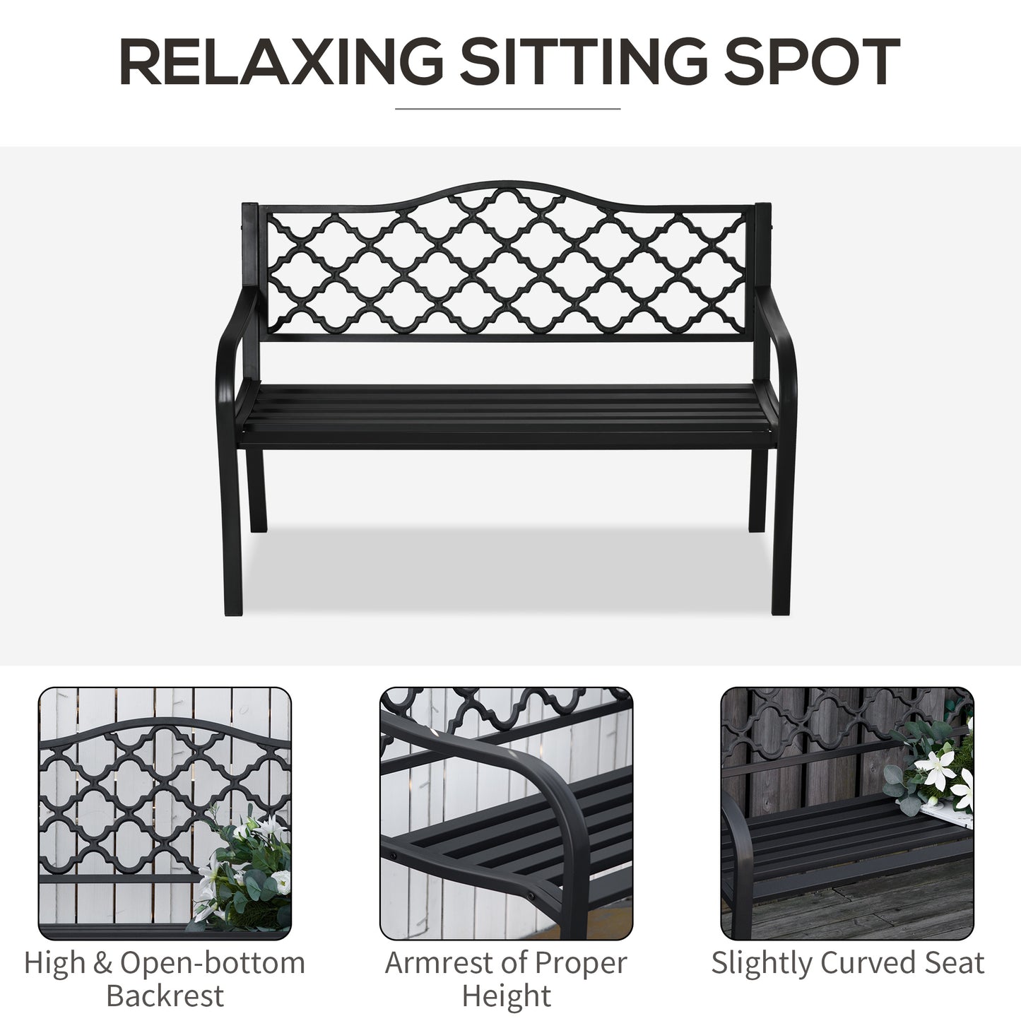2-Seater Garden Bench Antique Loveseat for Yard, Lawn, Porch, Patio
