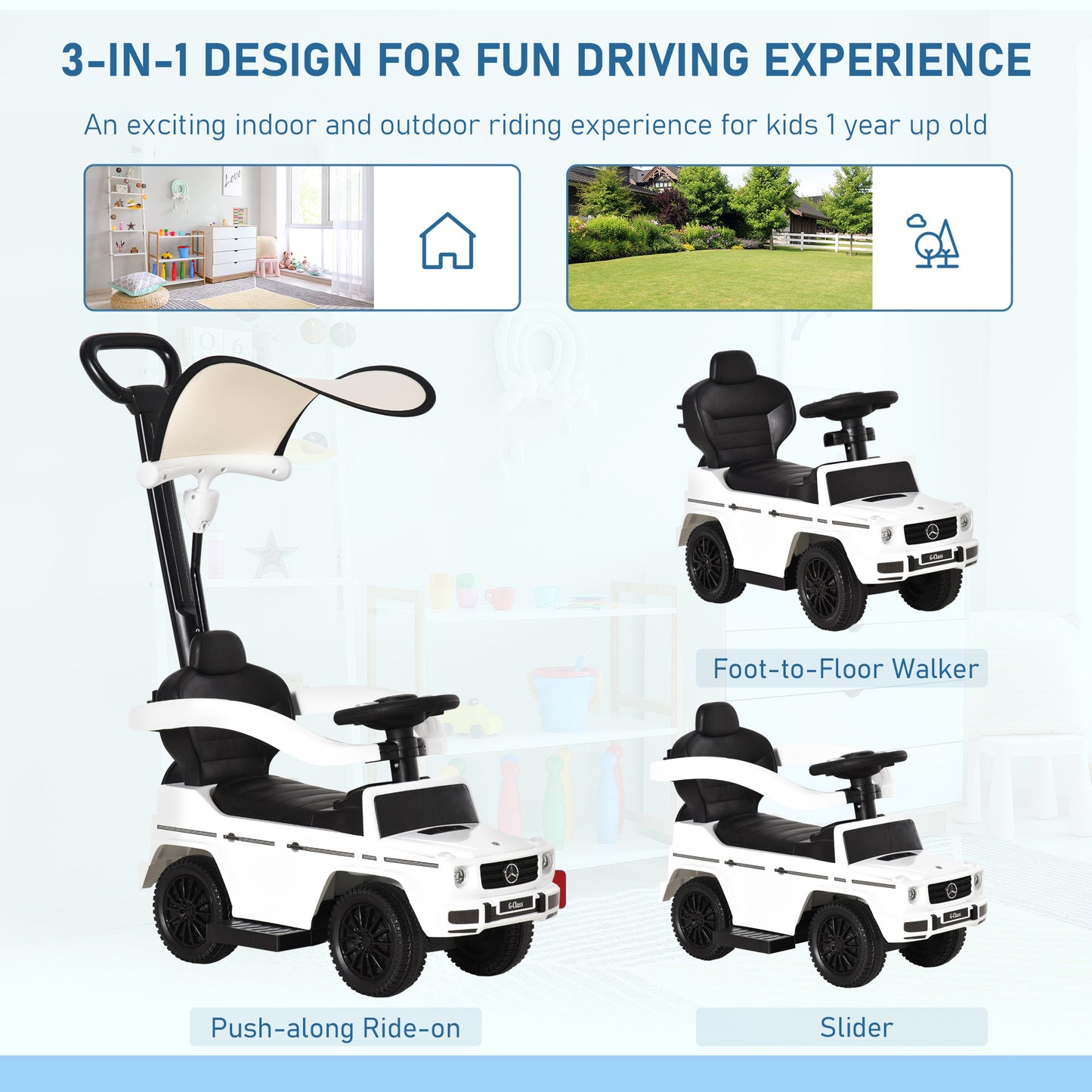 3 in 1 Kids Children Ride on Push Car Toddler Sliding Car G350