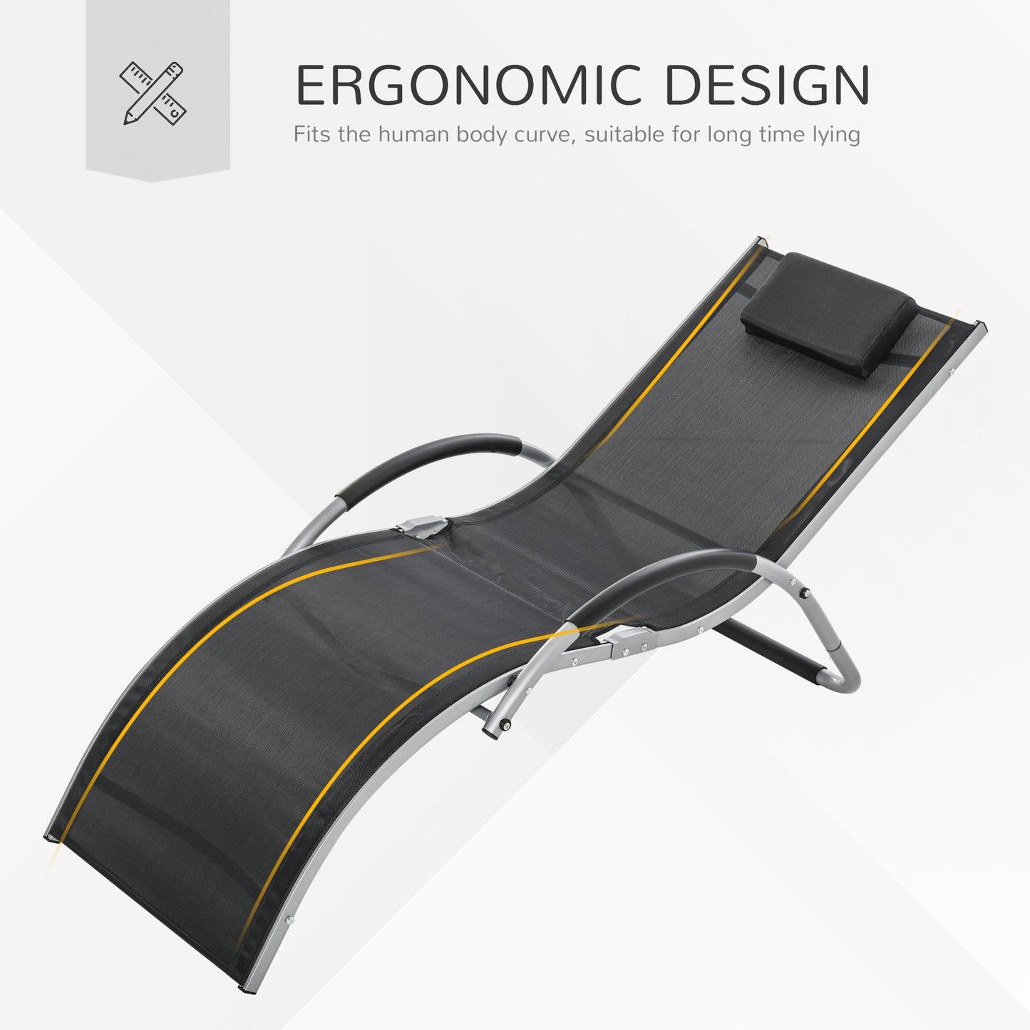 Sun Lounger Reclining Chair Portable Armchair with Pillow