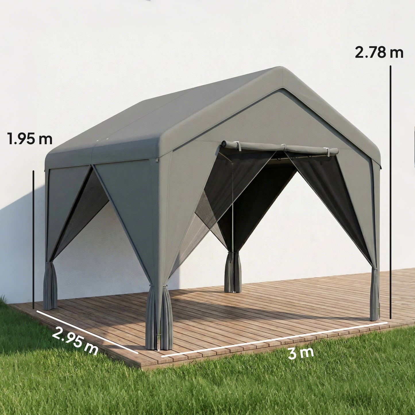 3 x 3 m Patio Gazebo with Netting & Curtains