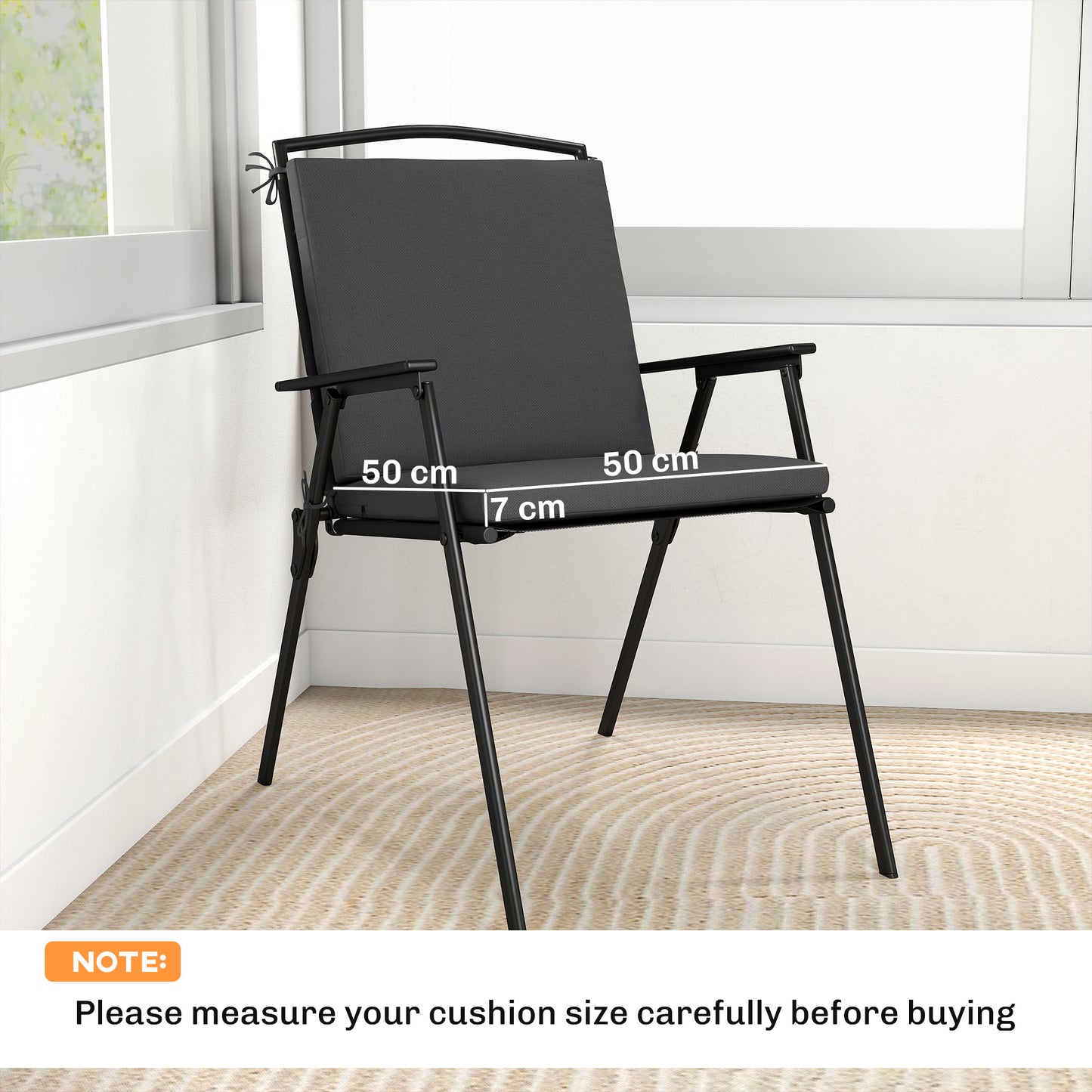 Outdoor Seat Cushions Set of 2 with Ties, Waterproof Garden Seat Pads