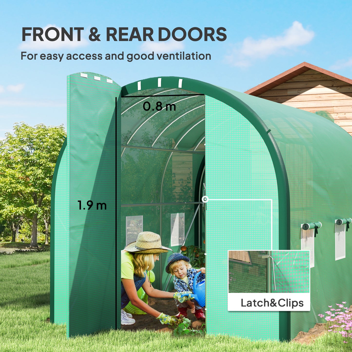 3 x 2 m Polytunnel Greenhouse, with Reinforced PE Cover