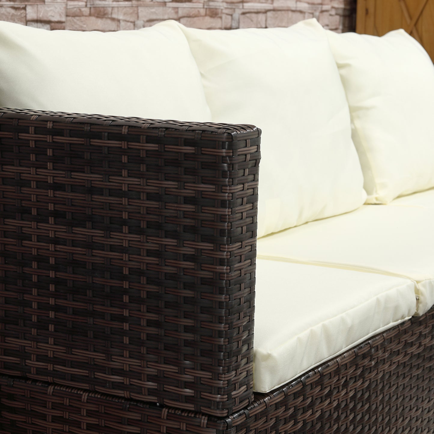 3 Pieces Rattan Garden Furniture Sofa Set