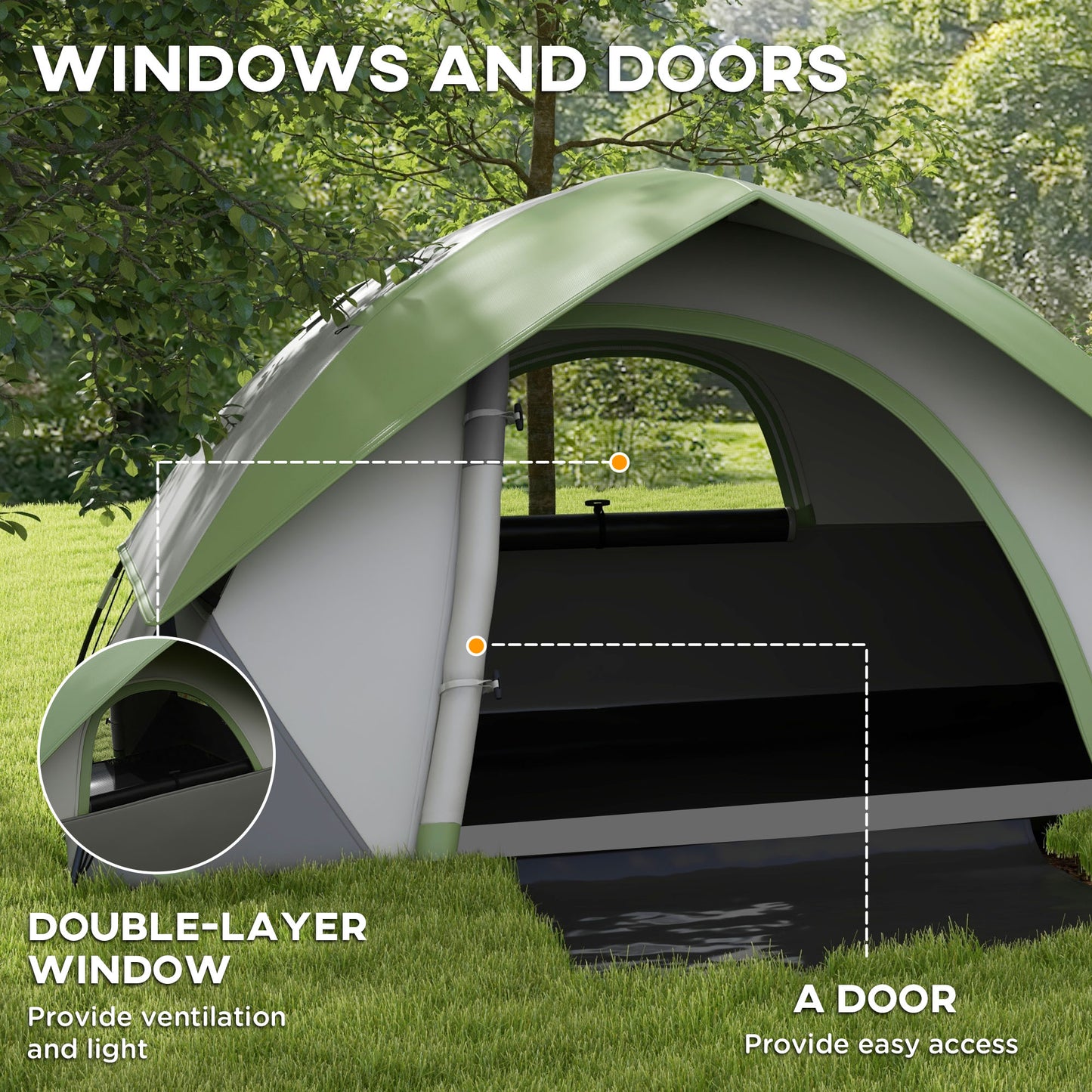 Camping Tent with Inflatable Mattress and Camping Table&Chair