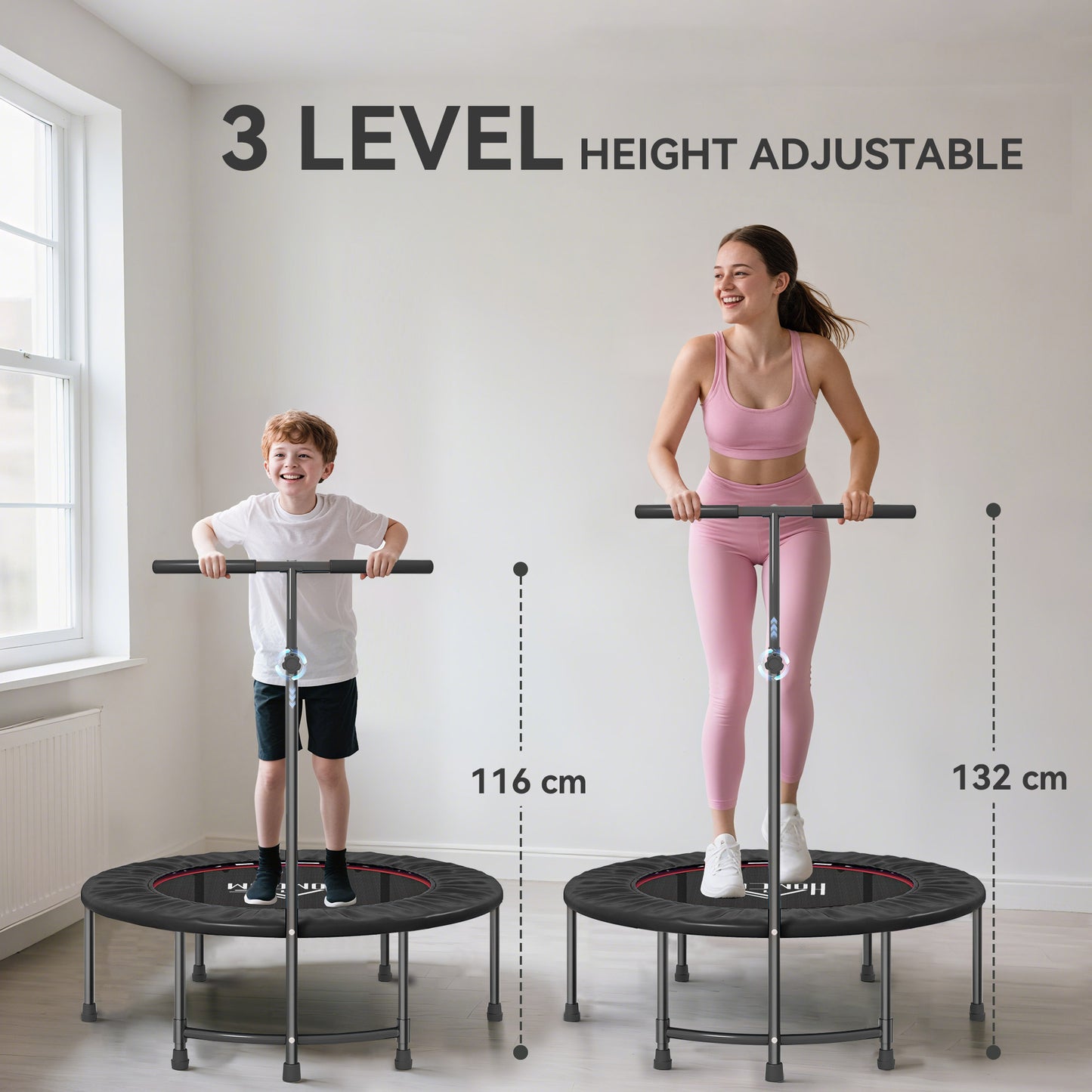 40" Fitness Trampoline with Adjustable Handle, Rebounder Trampoline