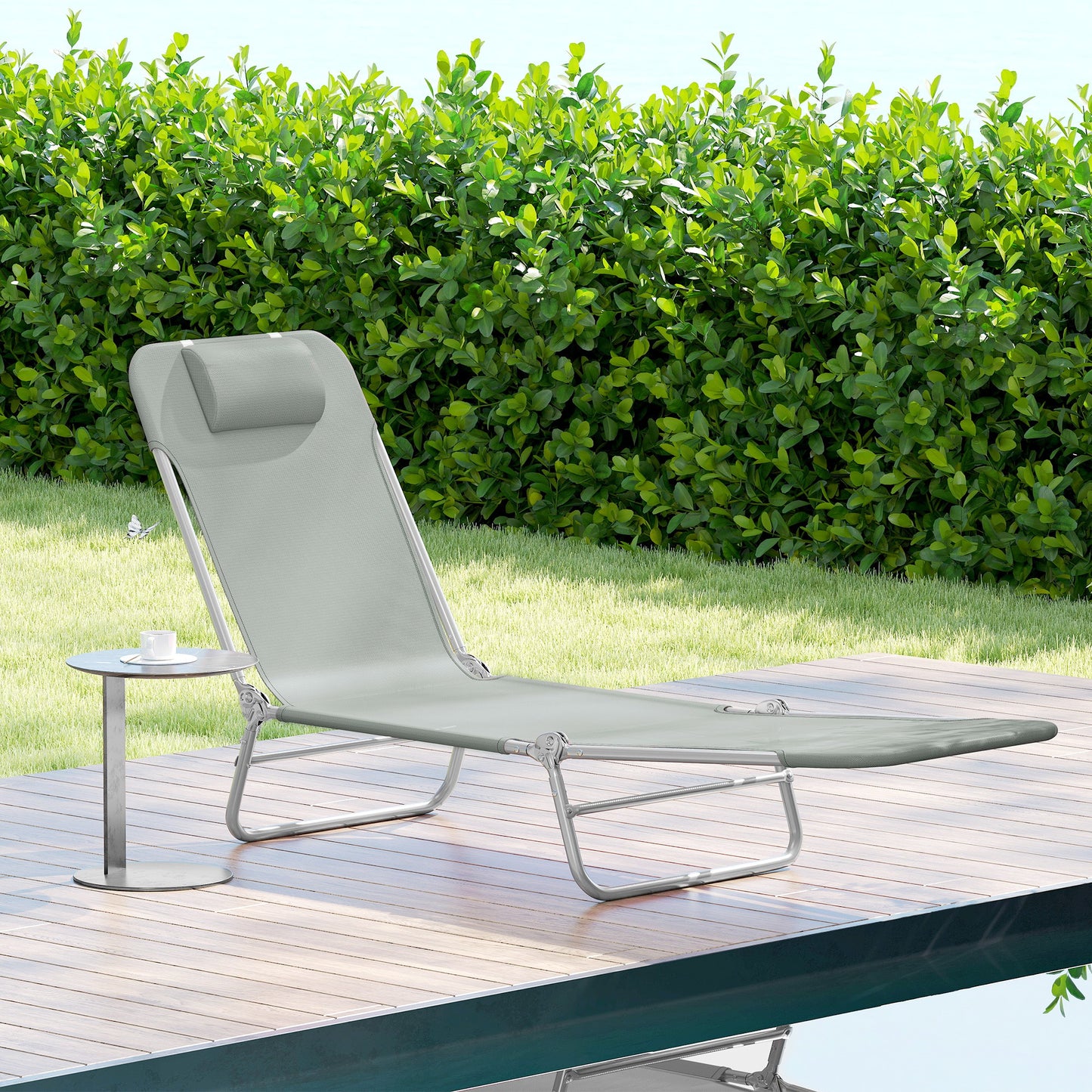 Steel Frame Sun Lounger, with Reclining Back