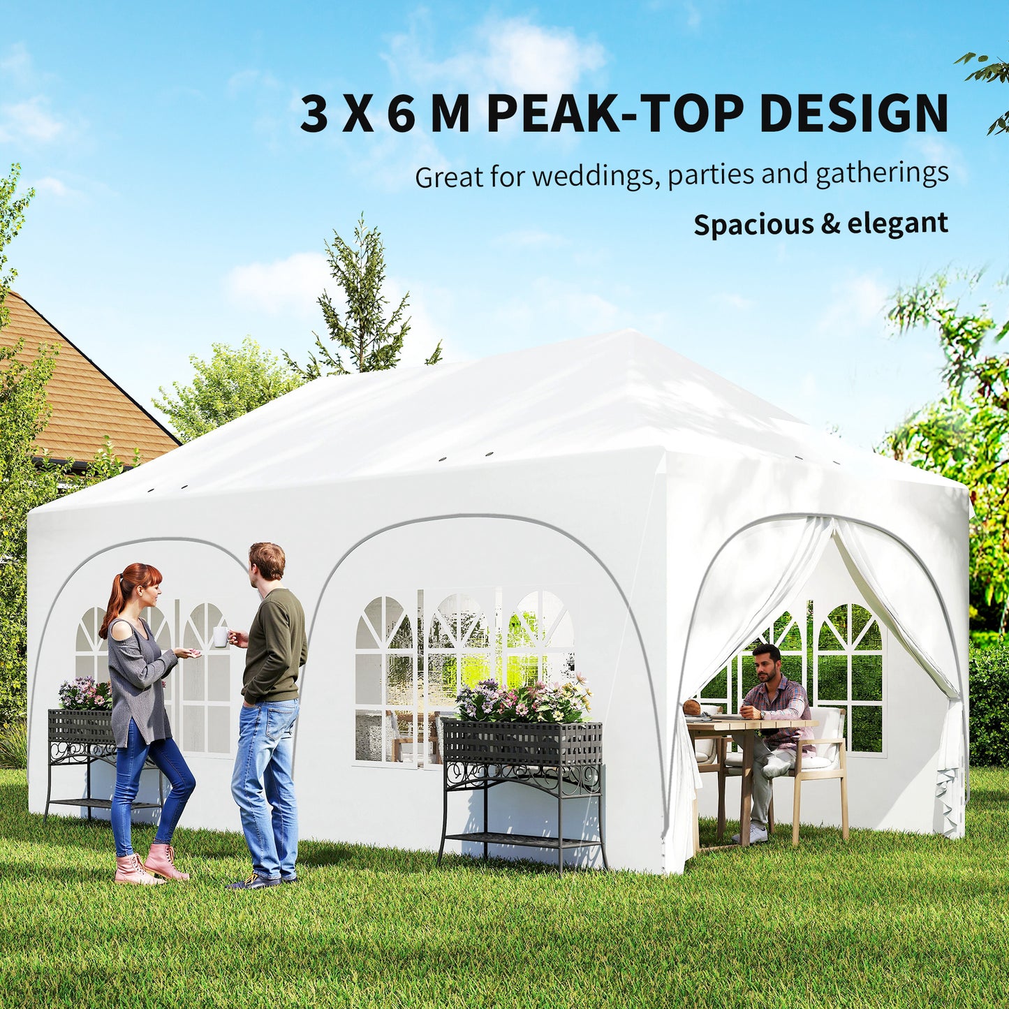 3 x 6m Pop Up Gazebo Shelter with Sides, 6 Sandbags (1)