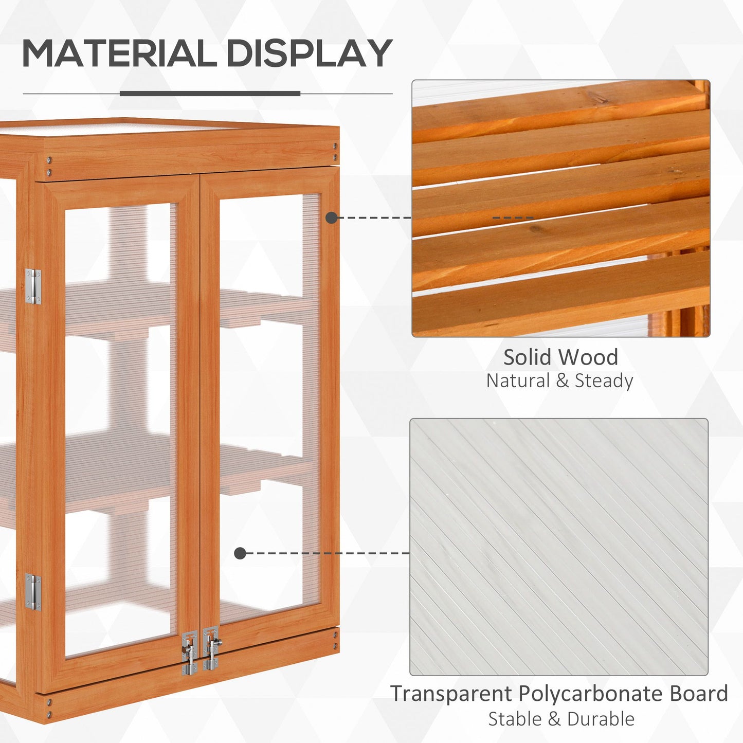 3-tier Wood Greenhouse Garden Polycarbonate Cold Frame Balcony Grow