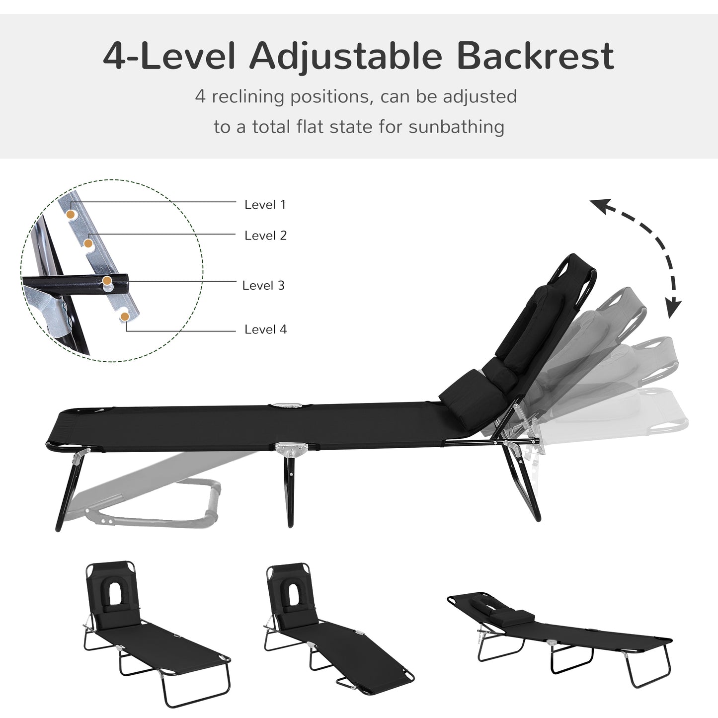 Outdoor Folding Sun Lounger with Face Hole
