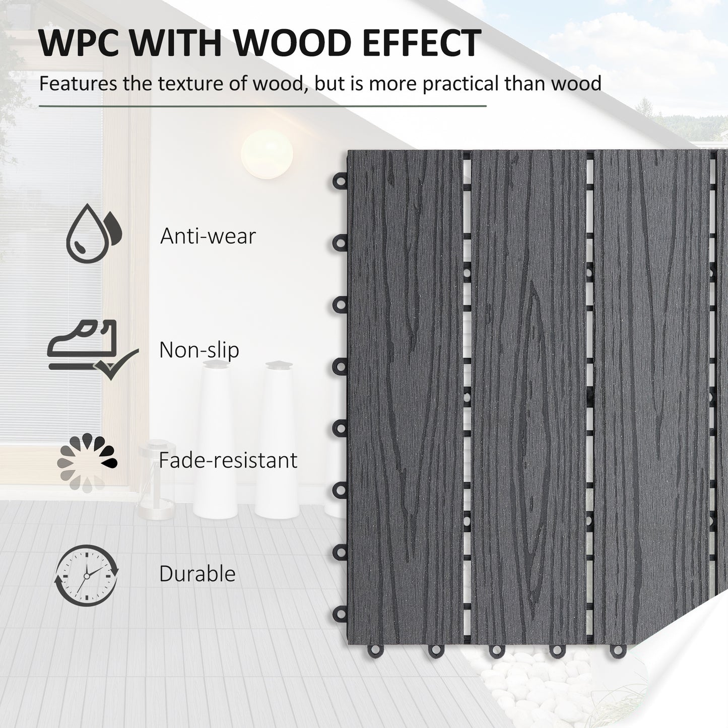WPC Interlocking Decking Tiles