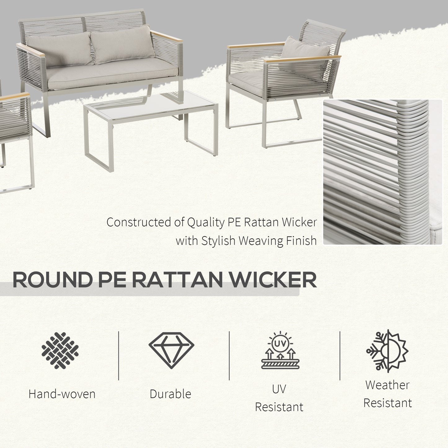 4 Pieces Rattan Garden Furniture Set (5)