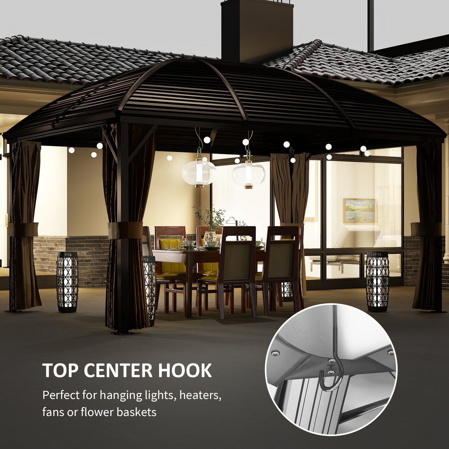3 x 4m Hardtop Gazebo Canopy with Metal Roof