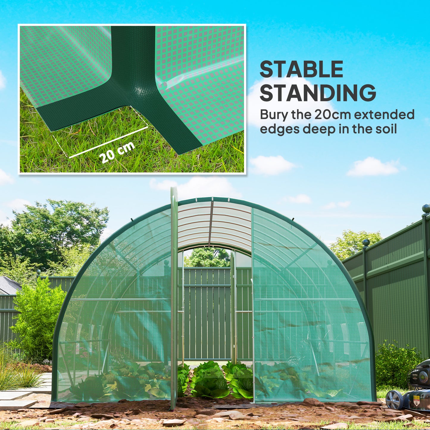 4 x 3 m Polytunnel Greenhouse, with Windows and Doors