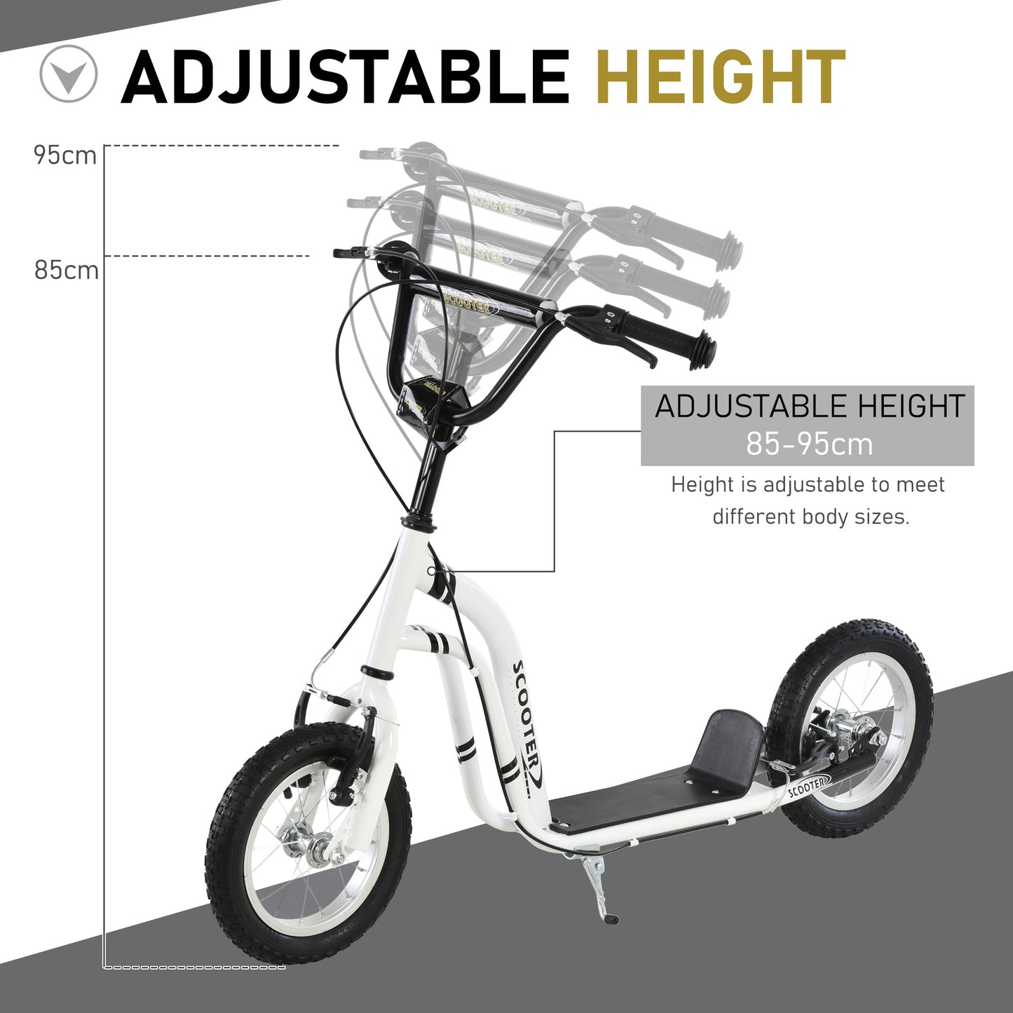 Dual Brakes 12" Metal frame Kick Scooter adjustable