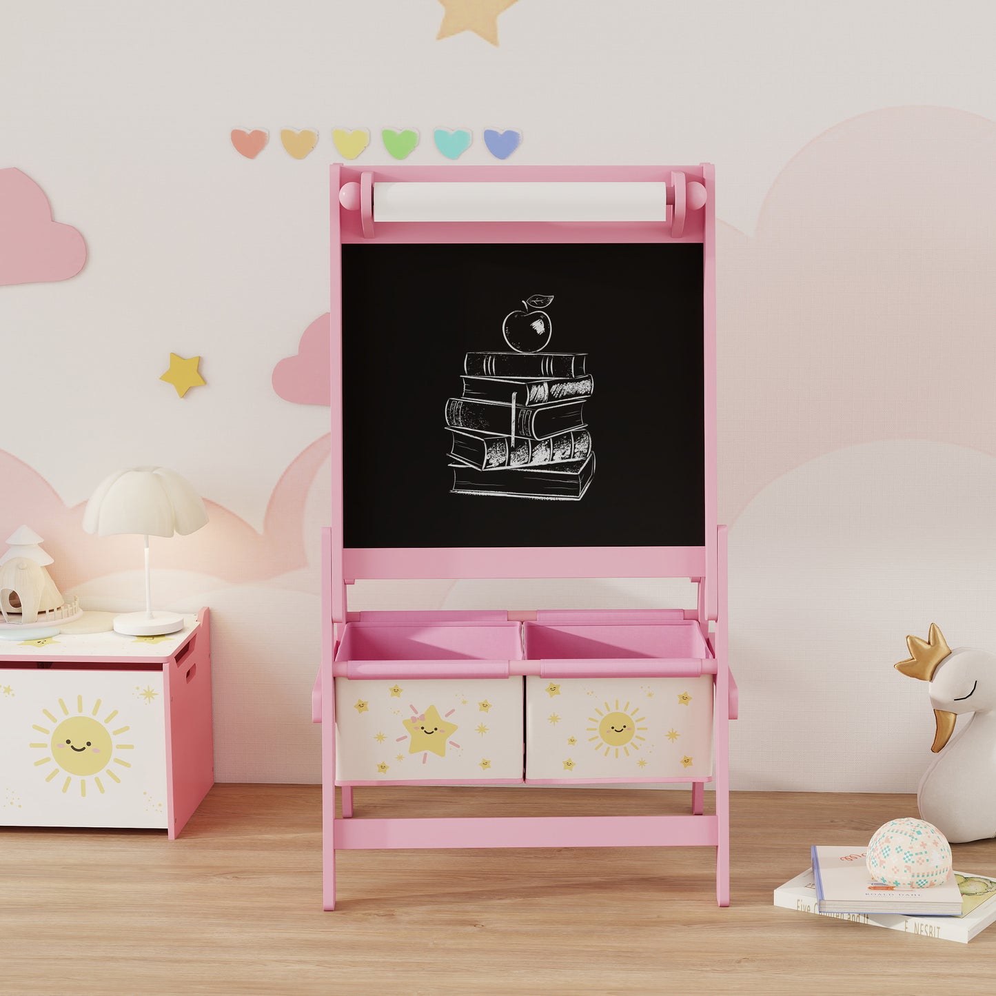 Art Easel for Kids, Double-Sided Whiteboard/Blackboard