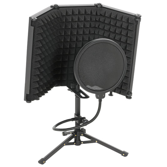 Studio Microphone Isolation Shield with Pop Filter and Tripod Stand