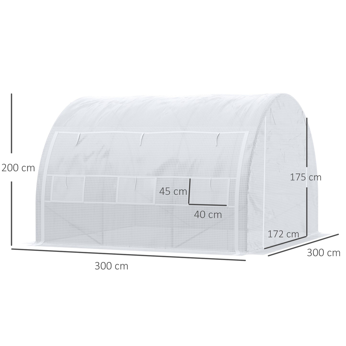 3 x 3 x 2 m Polytunnel Greenhouse with Roll-up Side Walls