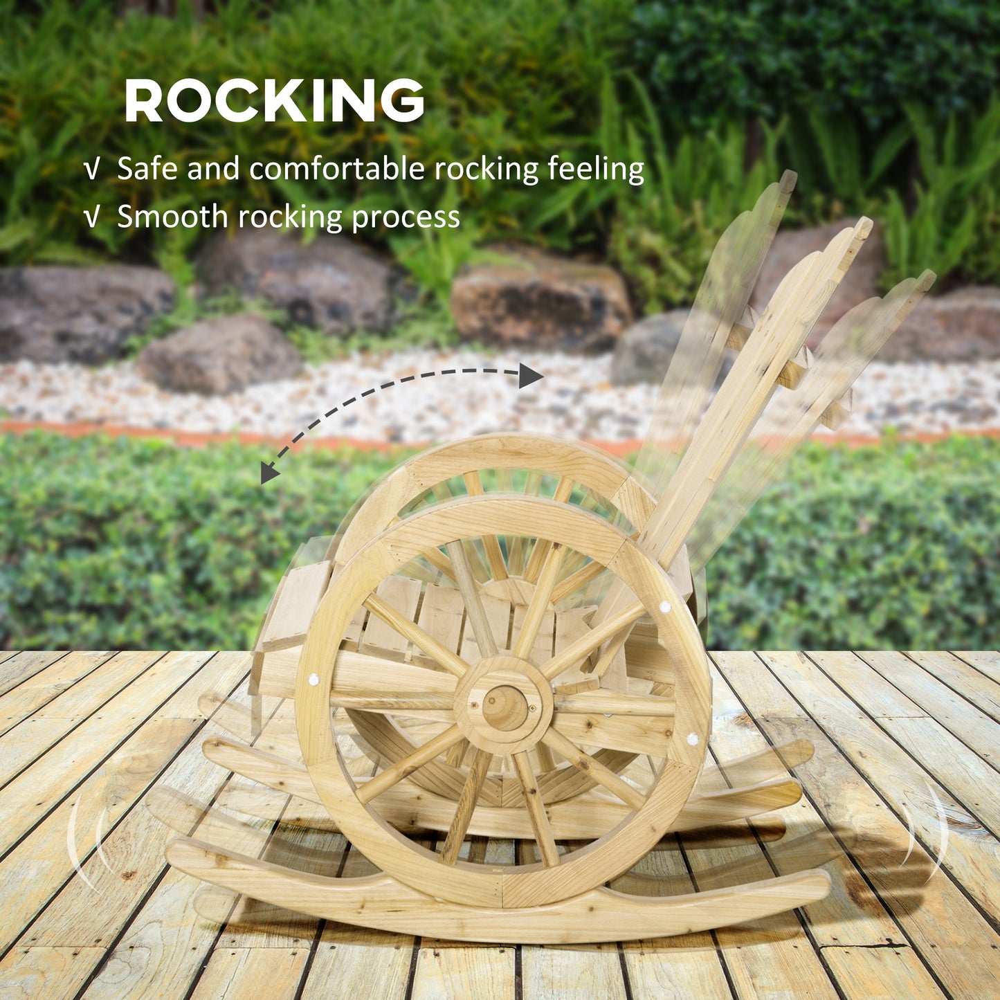 Wooden Adirondack Rocking Chair Reclining Armchair Outdoor Garden