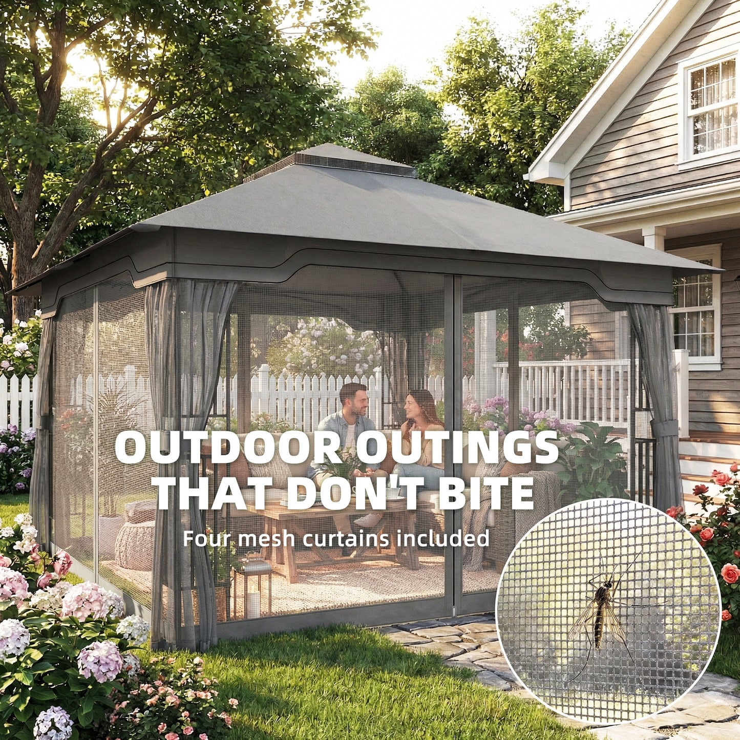 3.3 x 3.3 m Outdoor Garden Gazebo with Post Shelves