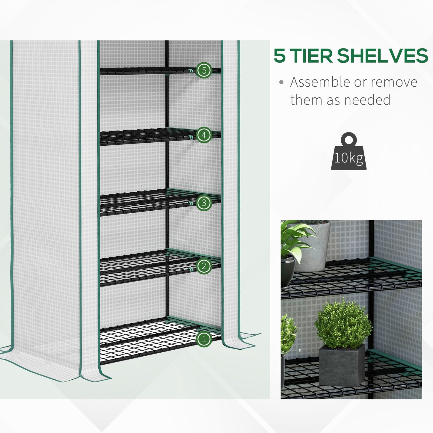 5 Tier Widened Mini Greenhouse with Reinforced PE Cover