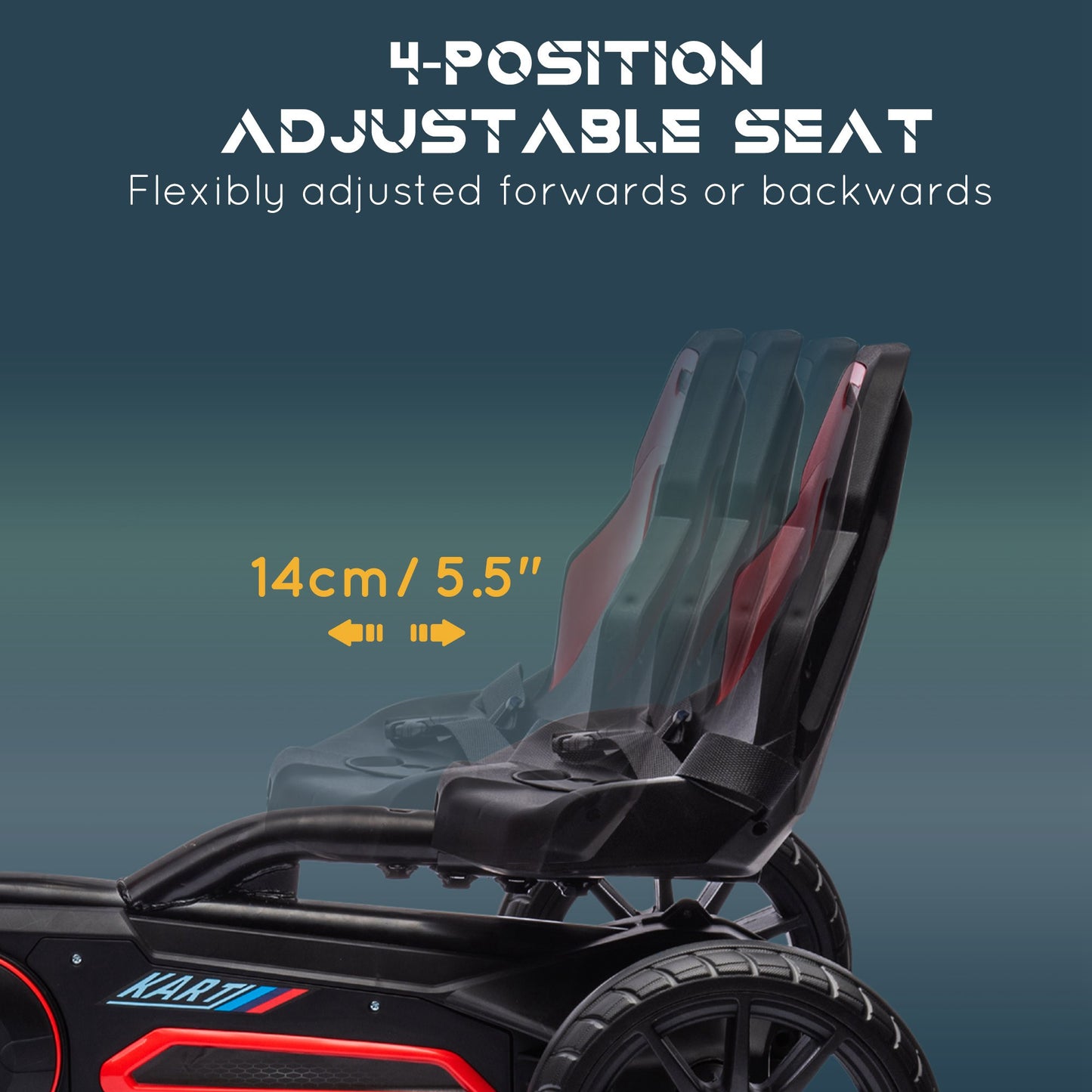 Kids Pedal Go Kart, with Adjustable Seat, EVA Wheels, Seat, Handbrake