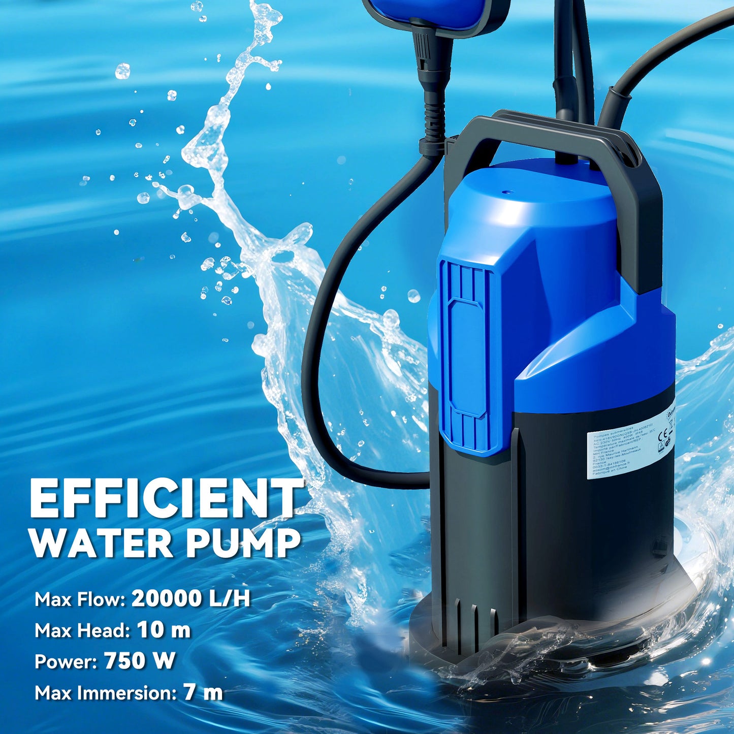 750W Submersible Water Pump for Dirty/Clean Water