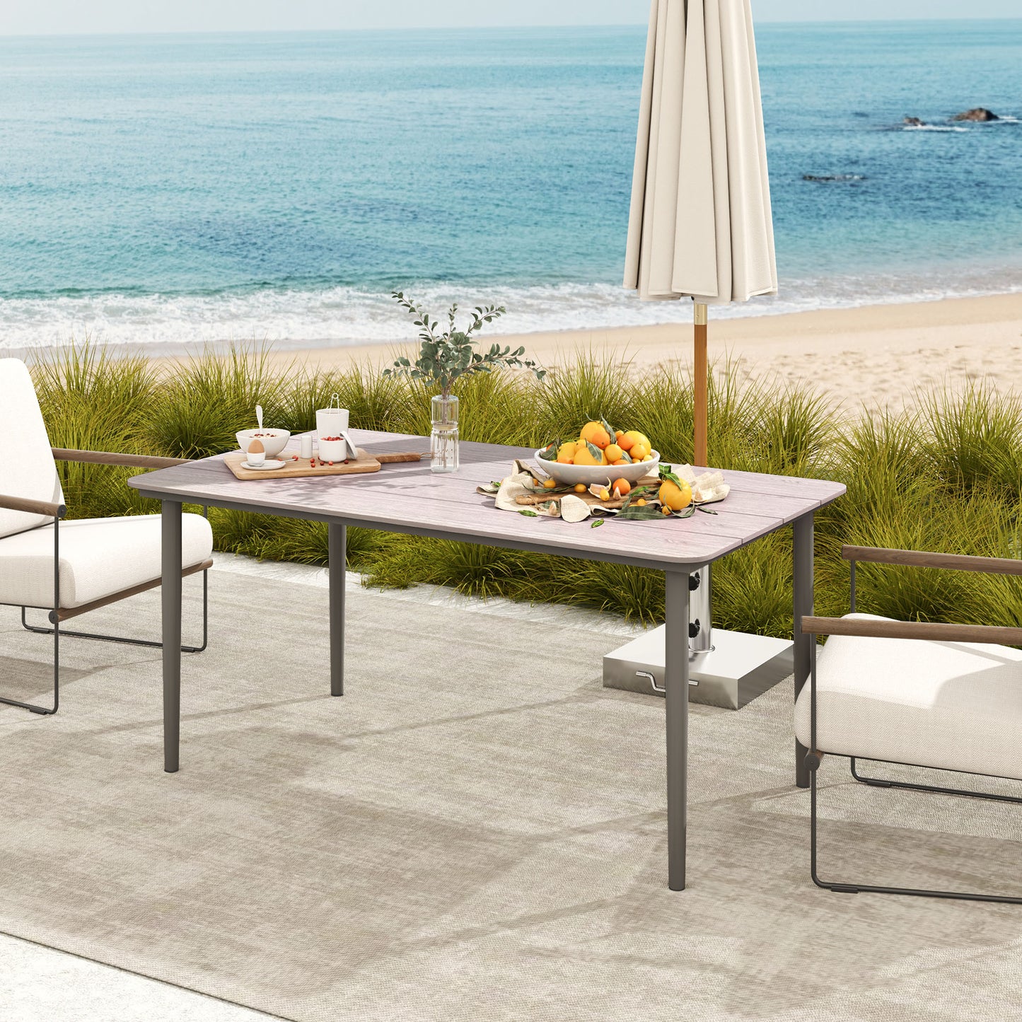 Garden Table, Outdoor Dining Table for 6 People, 160 x 90 x 74 cm