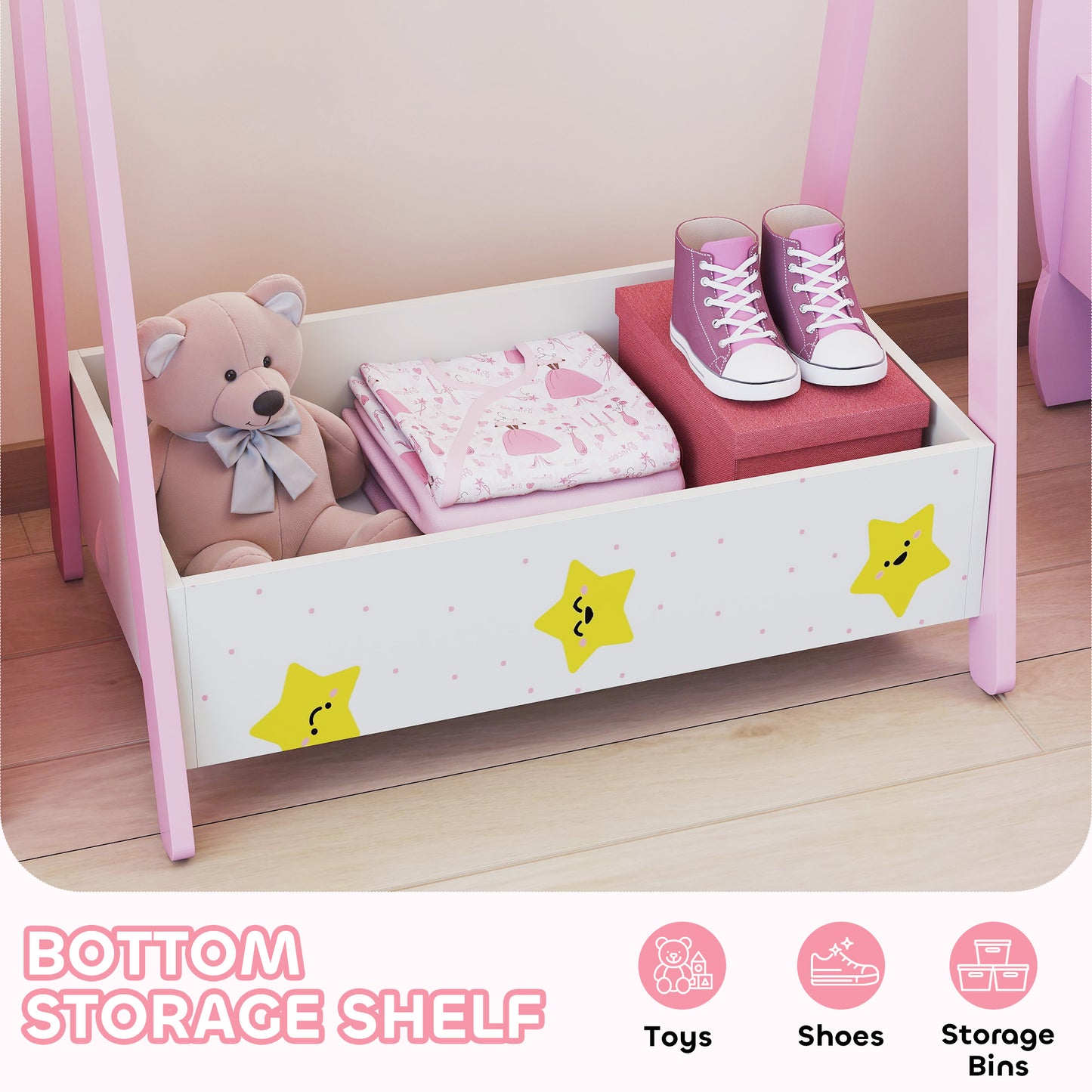 Baby Clothing Rack with Hangers, Storage Shelf for Bedroom
